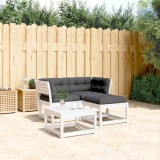 Gossi set canapele de gradina cu perne 3 piese alb lemn masiv de pin