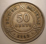 J.268 BRITISH HONDURAS COLONIE BRITANICA ELIZABETH II 50 CENTS 1962