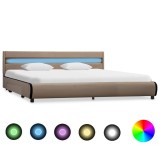 Cumpara ieftin Cadru de pat cu LED, cappuccino, 180 x 200 cm, piele ecologică