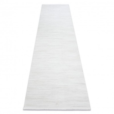 Covor, traversa modern DUKE 51376 crem - Dungi, structurat, foarte moale, franjuri, 80x300 cm foto