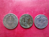 1 heller 1881,1 heller 1895,1 heller 1909 Imperiu Austriac,lot de trei monede., Europa