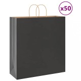 vidaXL Pungi de h&acirc;rtie 50 buc cu m&acirc;nere negre 45x17x48 cm