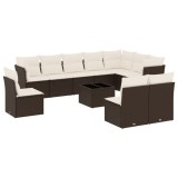 Cumpara ieftin Set canapele de gradina cu perne, 11 piese, maro, poliratan