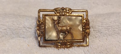 BROSA motiv VANATORESC 1900 AUSTRIA pe SIDEF manopera EXCEPTIONALA superba UNICA foto