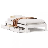 Cumpara ieftin Cadru pat fara saltea, alb, 100x200 cm, lemn masiv pin