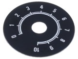 Rezistor Scală Autoadeziv SUPERTRONIC 50mm Gamă 0-10 Aluminiu Diametru Orificiu 10mm