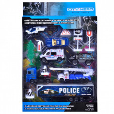 Set 6 masinute de politie cu accesorii, scara 1:87, multicolor foto