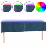 Cumpara ieftin Tablie de pat cu LED, albastru inchis, 163x16x78/88 cm, catifea