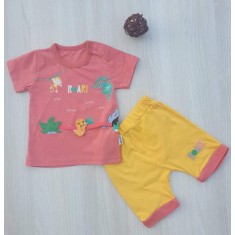 Compleu bebelusi tricou si pantaloni scurti maimutica bumbac 3-12 luni