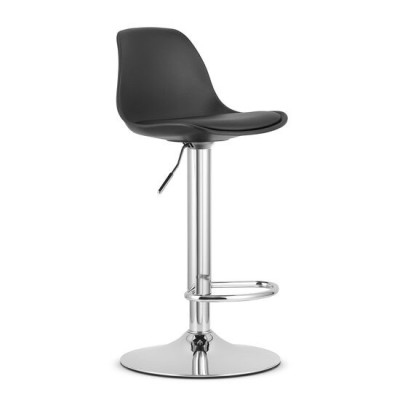 Scaun de bucatarie/bar, Artool, Hoga, rotativ, PP, piele ecologica, negru si argintiu, 38x40x81-102 cm foto
