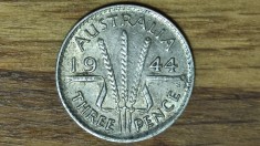 Australia -moneda colectie argint 925- threepence/ 3 pence 1944 S - xf+ superba!