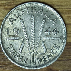 Australia - moneda de colectie argint threepence - 3 pence 1944 S - xf+ superba!