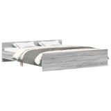 Cadru de pat cu tablie la cap/picioare, gri sonoma, 160x200 cm