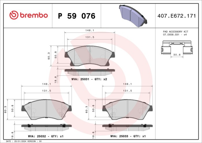 BREMBO P 59 076 PRIME LINE set placute frana,frana disc