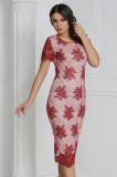 Cumpara ieftin Rochie Ocazie Tull Brodat Yves Rosse Bordo, Marimea 38