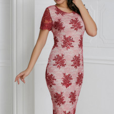 Rochie tull brodat Rosse bordo - 40Marimea