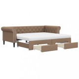Cumpara ieftin Pat de zi cu extensie si sertare cappuccino 90x200 cm piele eco
