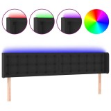 Cumpara ieftin Tablie de pat cu LED, negru, 163x16x78/88 cm, piele ecologica