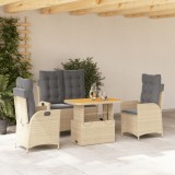 VidaXL Set canapele de grădină, 4 piese, cu perne, bej, poliratan