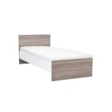 Pat Single 90x200 Stejar York cu Alb Miami | Cadru Pat Dormitor Modern Minimalist | Pat Copii Tineret