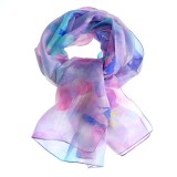 Esarfa matase imprimeu flori multicolore 50 x 180 cm