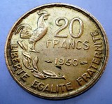 2.125 FRANTA 20 FRANCS FRANCI 1950 GEORGES GUIRAUD 3 plumes, Europa, Bronz-Aluminiu
