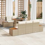 vidaXL Set de canapele pentru grădină 6 pcs Bej Rattan poli