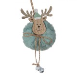 Ornament Brad Crăciun, Cerb Lemn, Blană Verde Mentă, 17cm, Oem