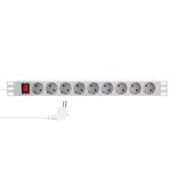 PDU LOGILINK 1U pt. rack 19 inch, 9 prize Schuko, intrare Schuko, max 16 A, ON/OFF, IP20, 2 m, gri, &quot;PDU9C04&quot; (timbru verde 0.8 lei)