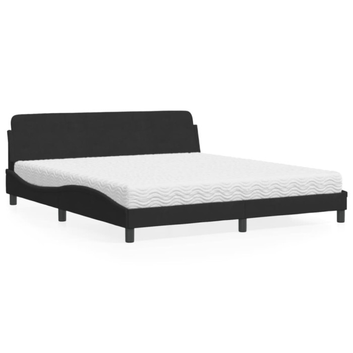 vidaXL Pat cu saltea, Dover, negru, 180x200 cm, catifea 3208453