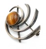 Brosa Argint Vintage Art Nouveau Ochi de Tigru 13.5g - 4.2x3.3cm - Bijuterie Colectie