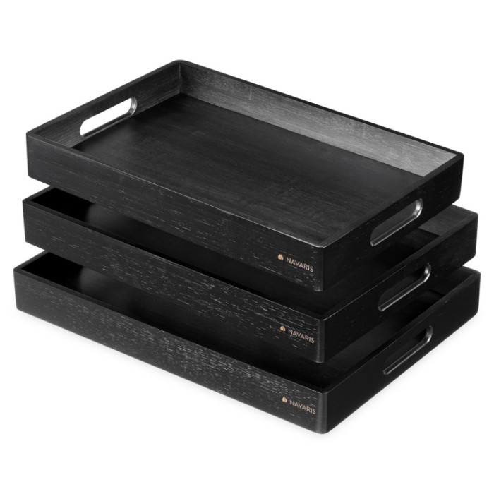 Set 3 tavi servire din bambus Navaris, versatilitate in utilizare, 53446.03.01