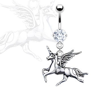 Piercing pentru buric &ndash; unicorn patinat, zircon