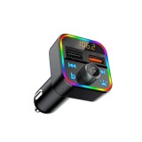 Modulator FM Bluetooth 5.0, Incarcare Rapida 1 x QC 3.0 + 1 x USB 5V/1A, Slot card micro SD Max.32 GB, 12-24V, Iluminare RGB, Negru