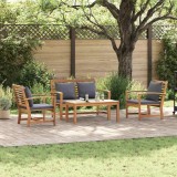 Set de canapele pentru grădină 4 pcs natural Lemn masiv de tec