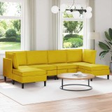 vidaXL Set de mobilier pentru living cu pernă 6 pcs Galben Catifea 3413762