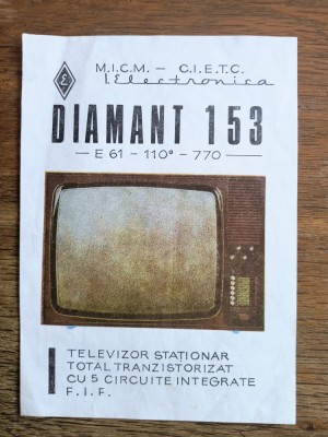 Instructiuni tv Diamant 153 fabricat Electronica / CD1P foto