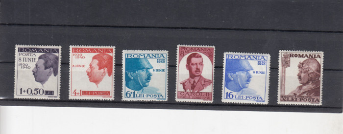 ROMANIA 1940 LP 139 CAROL II - 10 ANI DE DOMNIE SERIE MNH
