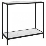 Masă consolă, alb, 80 x 35 x 75 cm, sticlă securizată
