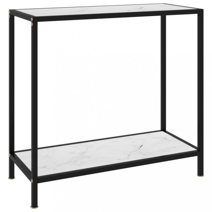 Masă consolă, alb, 80 x 35 x 75 cm, sticlă securizată