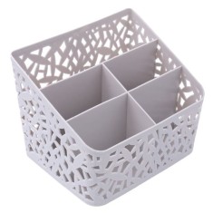 Suport pixuri, plastic, gri, 5 compartimente, 18 x 15 x 13,5 cm foto
