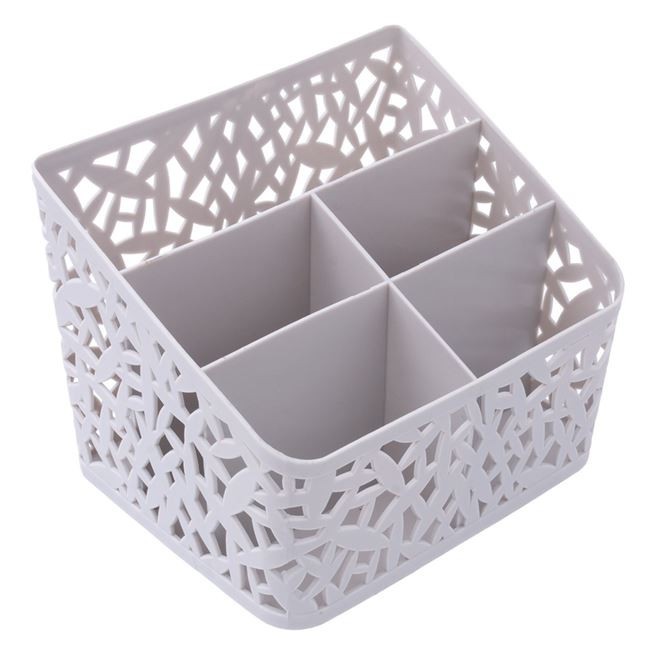 Suport pixuri, plastic, gri, 5 compartimente, 18 x 15 x 13,5 cm