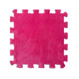 Set 10 piese covor tip puzzle, flippy, spuma eva, pufos, 30 x 30 x 1 cm, roz