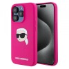 Husa MagSafe pentru Apple iPhone 15 Pro Max, Karl Lagerfeld, Silicone Karl&#039;s Head, Fucsia