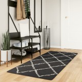 Covor pufos &quot;PAMPLONA&quot; fire &icirc;nalte negru/crem modern 80x200 cm