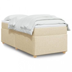 vidaXL Pat box spring cu saltea, crem, 90x190 cm, textil foto