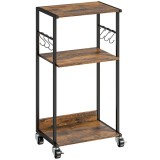 HOMCOM Dulap Imprimantă Industrial 3 Niveluri, Roți și C&acirc;rlige, Maro Rustic. | Aosom Romania