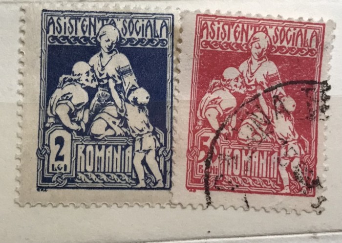 Timbre Roamnia Asistenta Sociala 1 leu si 50 bani