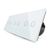 Intrerupator dublu x 3 cu indicator luminos Livolo VL-C702/C702/C702-11, touch, incastrat, alb