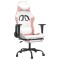 Scaun gaming de masaj/suport picioare, alb/roz, piele ecologica